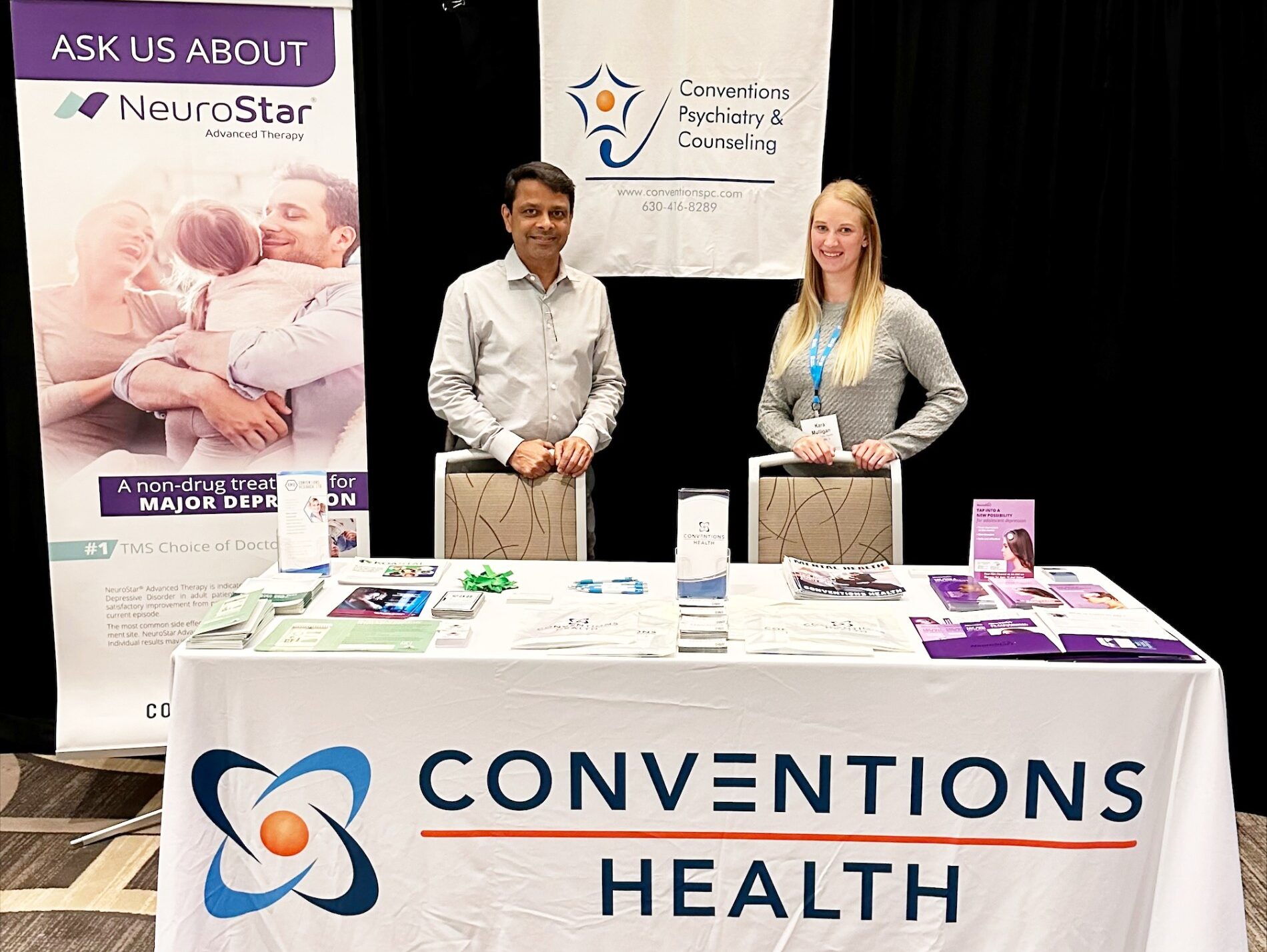 Dr. Sandeep Gaonkar and Kara Mulligan from Conventions Psychiatry and Counseling Naperville attends Attends the 2024 Illinois Association for Behavioral Health Conference