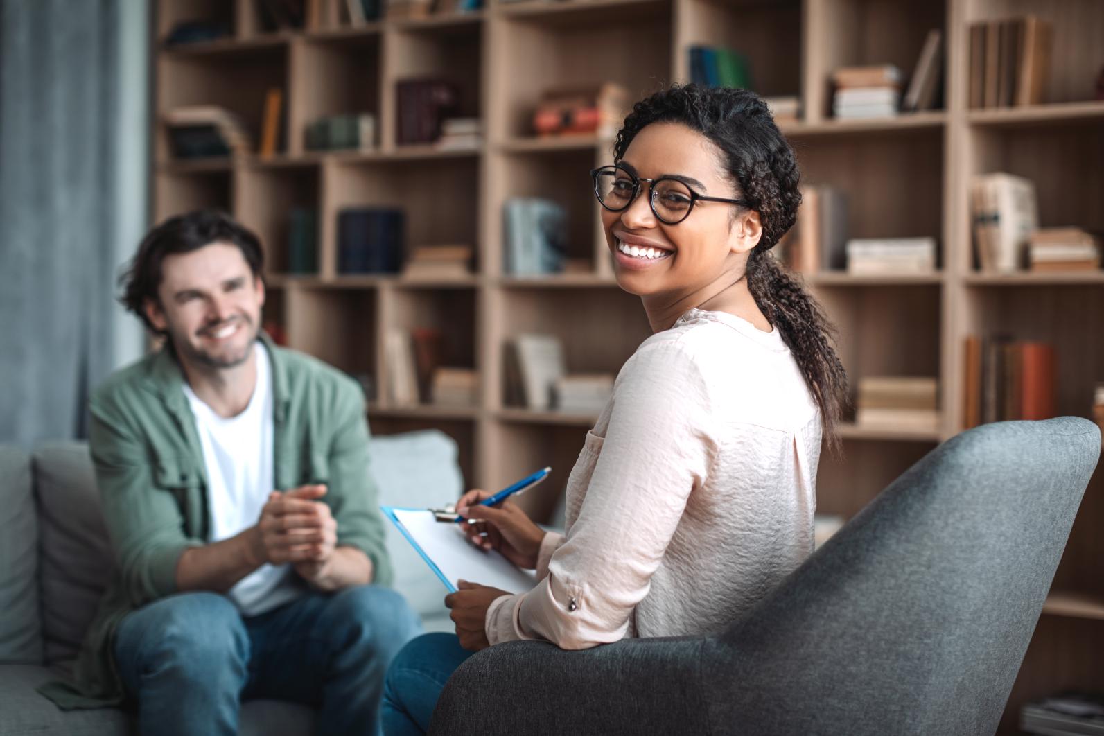 Happy man receiving Counseling at Conventions Psychiatry in Naperville IL